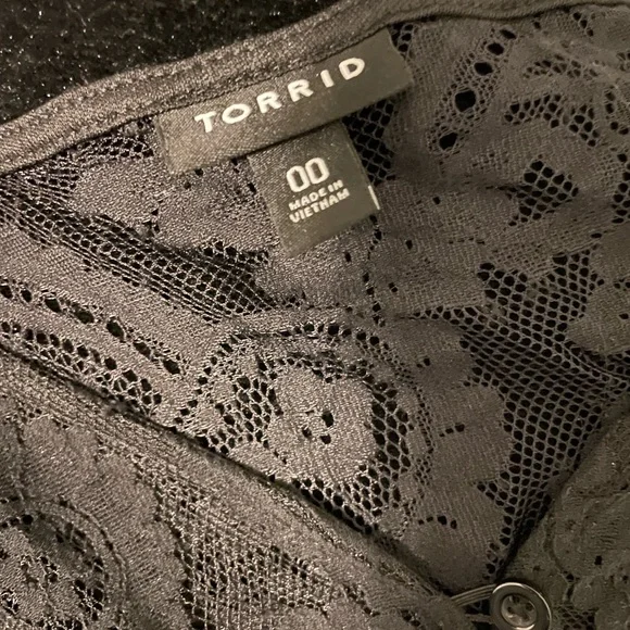 Torrid Maxi Lace Dress Button Front A-Line Sz 00 (M) Black Witchy Dark Goth Long - Picture 9 of 9